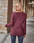 Dim Gray Half-Zip V-Neck Long Sleeve Top