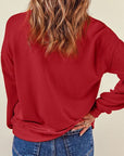 Brown Heart Graphic Round Neck Dropped Shoulder Sweatshirt