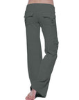 Dark Slate Gray Mid Waist Pants with Pockets