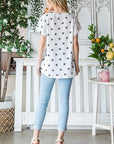 Gray Heimish Full Size Star Print Short Sleeve V-Neck Waffle Knit T-Shirt