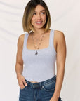 Light Gray Zenana Square Neck Wide Strap Cropped Cami