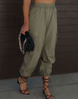 Dark Slate Gray High Waist Drawstring Pants with Pockets