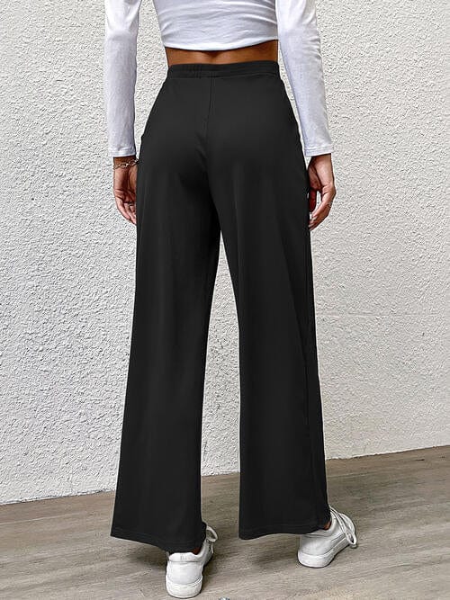 Gray High Waist Straight Pants