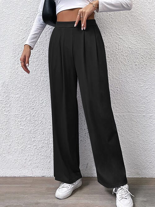 Gray High Waist Straight Pants