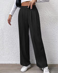 Gray High Waist Straight Pants