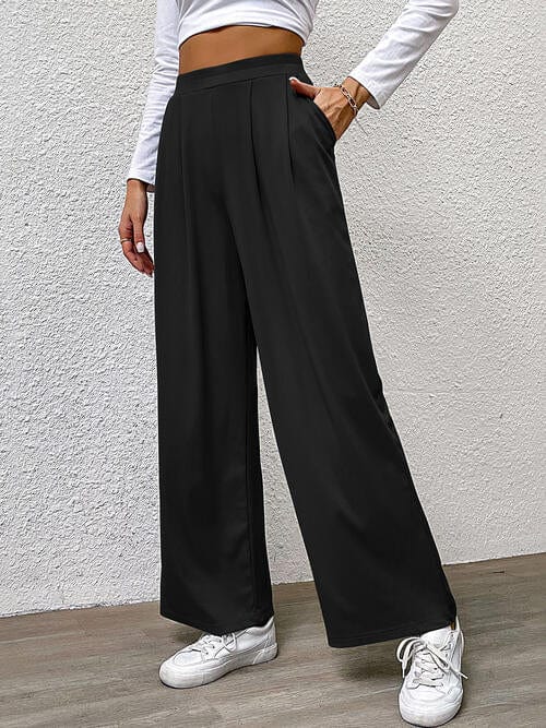 Gray High Waist Straight Pants