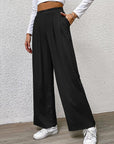 Gray High Waist Straight Pants