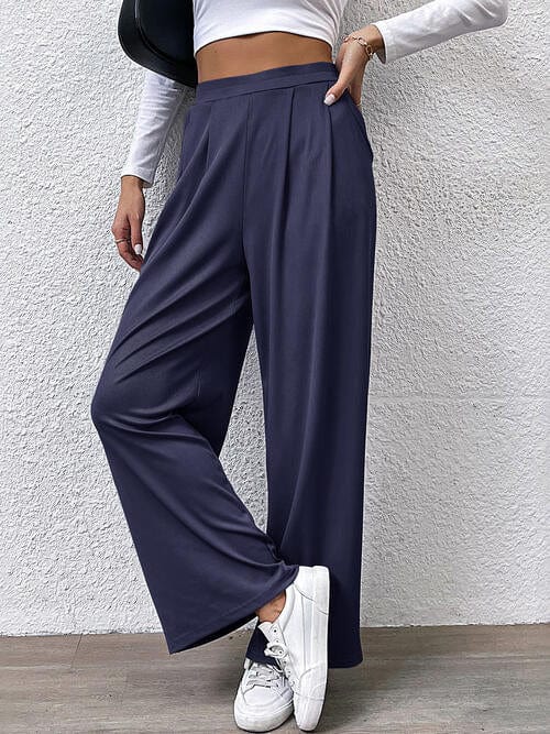 Gray High Waist Straight Pants