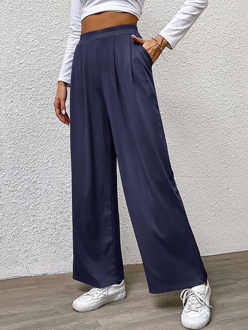 Gray High Waist Straight Pants