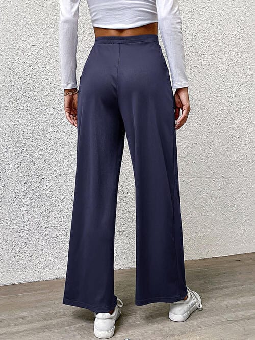 Gray High Waist Straight Pants