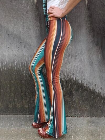 Dim Gray High Waist Striped Bootcut Pants