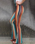 Dim Gray High Waist Striped Bootcut Pants