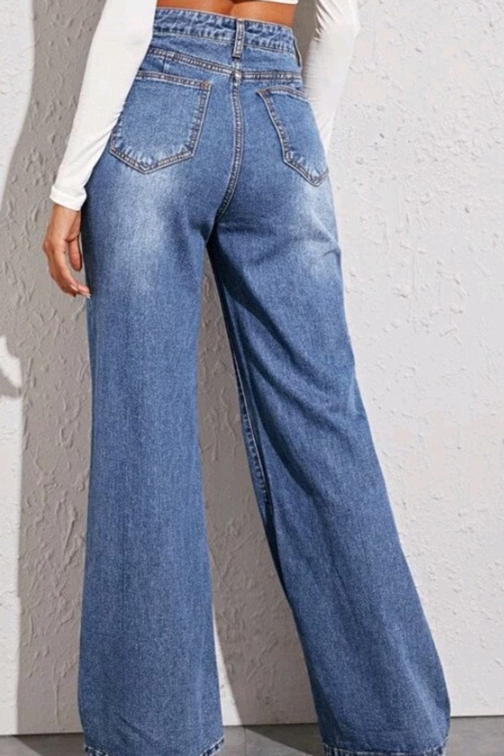 Slate Gray High Waist Wide Leg Jeans