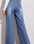 Slate Gray High Waist Wide Leg Jeans