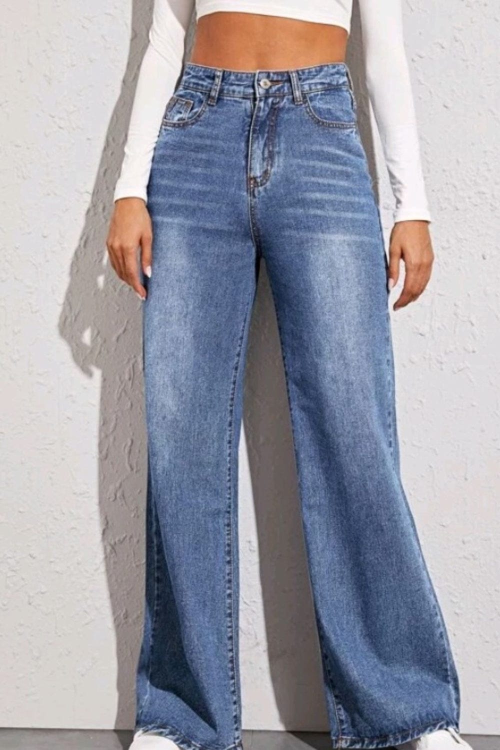 Light Gray High Waist Wide Leg Jeans