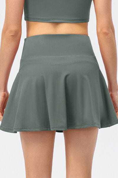 Dim Gray High Waist Wide Waistband Active Skirt