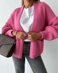 Light Gray Open Front Dropped Shoulder Cardigan