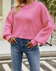 Rosy Brown Round Neck Dropped Shoulder Sweater