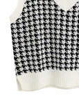 Black Houndstooth V-Neck Sweater Vet