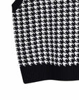 Black Houndstooth V-Neck Sweater Vet