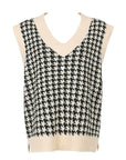 Dark Slate Gray Houndstooth V-Neck Sweater Vet