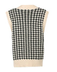 Dark Slate Gray Houndstooth V-Neck Sweater Vet