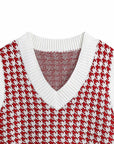 Light Gray Houndstooth V-Neck Sweater Vet