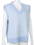 Light Gray Houndstooth V-Neck Sweater Vet