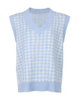 Light Steel Blue Houndstooth V-Neck Sweater Vet