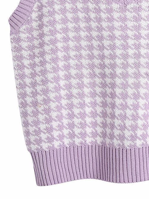 Thistle Houndstooth V-Neck Sweater Vet