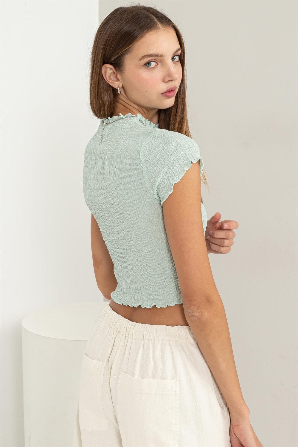 Light Gray HYFVE Lettuce Hem Crop Top