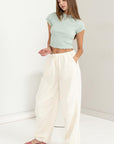 Antique White HYFVE Lettuce Hem Crop Top