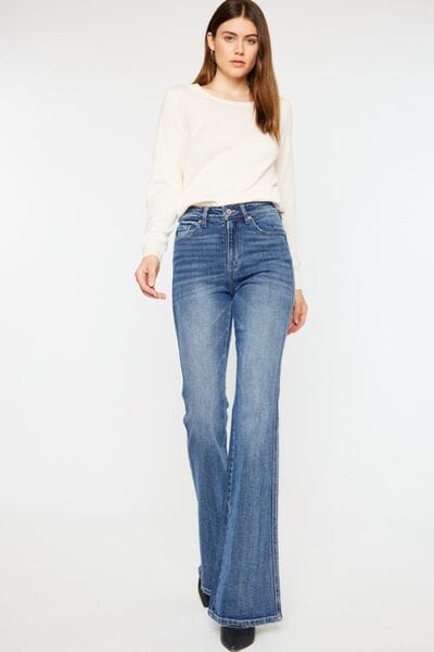 White Smoke Kancan Cat's Whiskers High Waist Flare Jeans