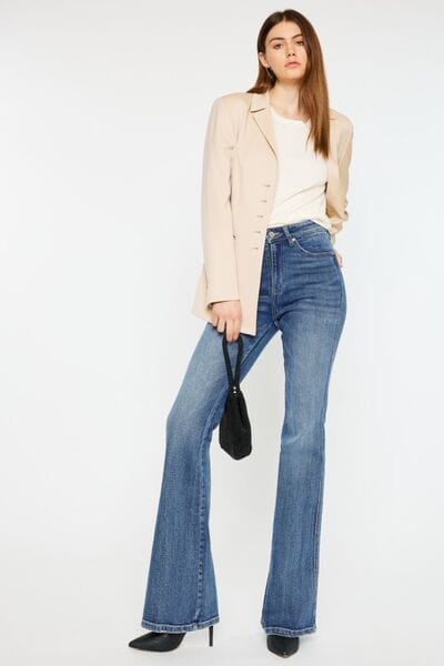 White Smoke Kancan Cat's Whiskers High Waist Flare Jeans