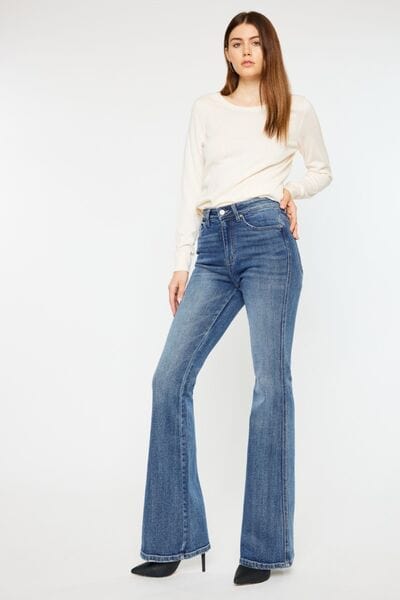 White Smoke Kancan Cat's Whiskers High Waist Flare Jeans