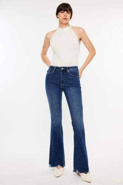 White Smoke Kancan Cat's Whiskers Raw Hem Flare Jeans