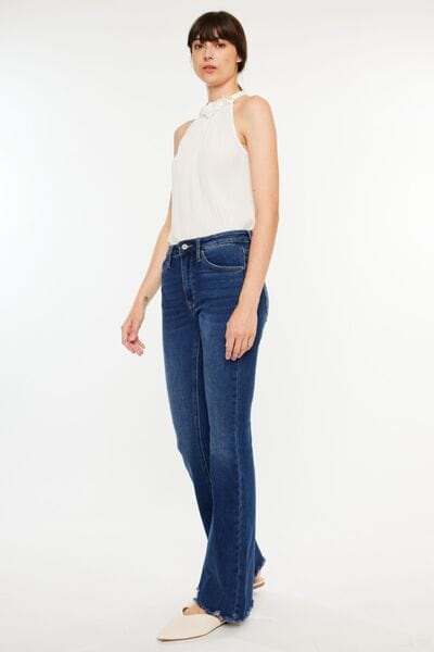 White Smoke Kancan Cat's Whiskers Raw Hem Flare Jeans