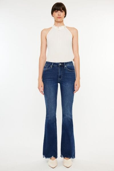 White Smoke Kancan Cat's Whiskers Raw Hem Flare Jeans