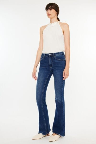 White Smoke Kancan Cat&#39;s Whiskers Raw Hem Flare Jeans