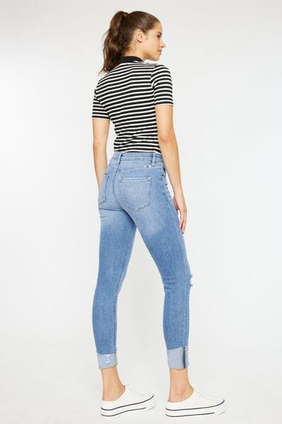 White Smoke Kancan Distressed Cat's Whiskers Button Fly Jeans