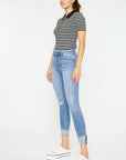 White Smoke Kancan Distressed Cat's Whiskers Button Fly Jeans