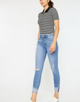 Lavender Kancan Distressed Cat's Whiskers Button Fly Jeans