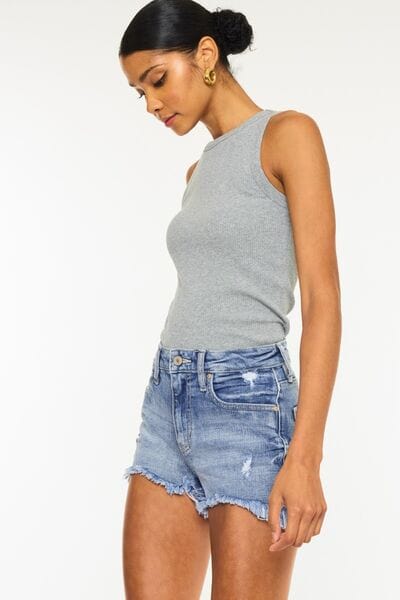 Sienna Kancan Distressed Raw Hem Denim Shorts