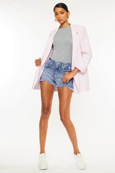 White Smoke Kancan Distressed Raw Hem Denim Shorts