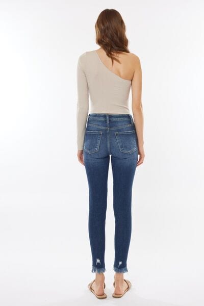 White Smoke Kancan Raw Hem High Waist Cropped Jeans