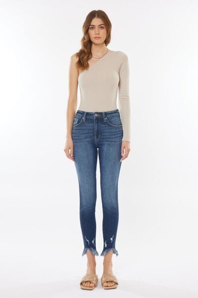 White Smoke Kancan Raw Hem High Waist Cropped Jeans