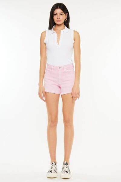 White Smoke Kancan Raw Hem High Waist Denim Shorts