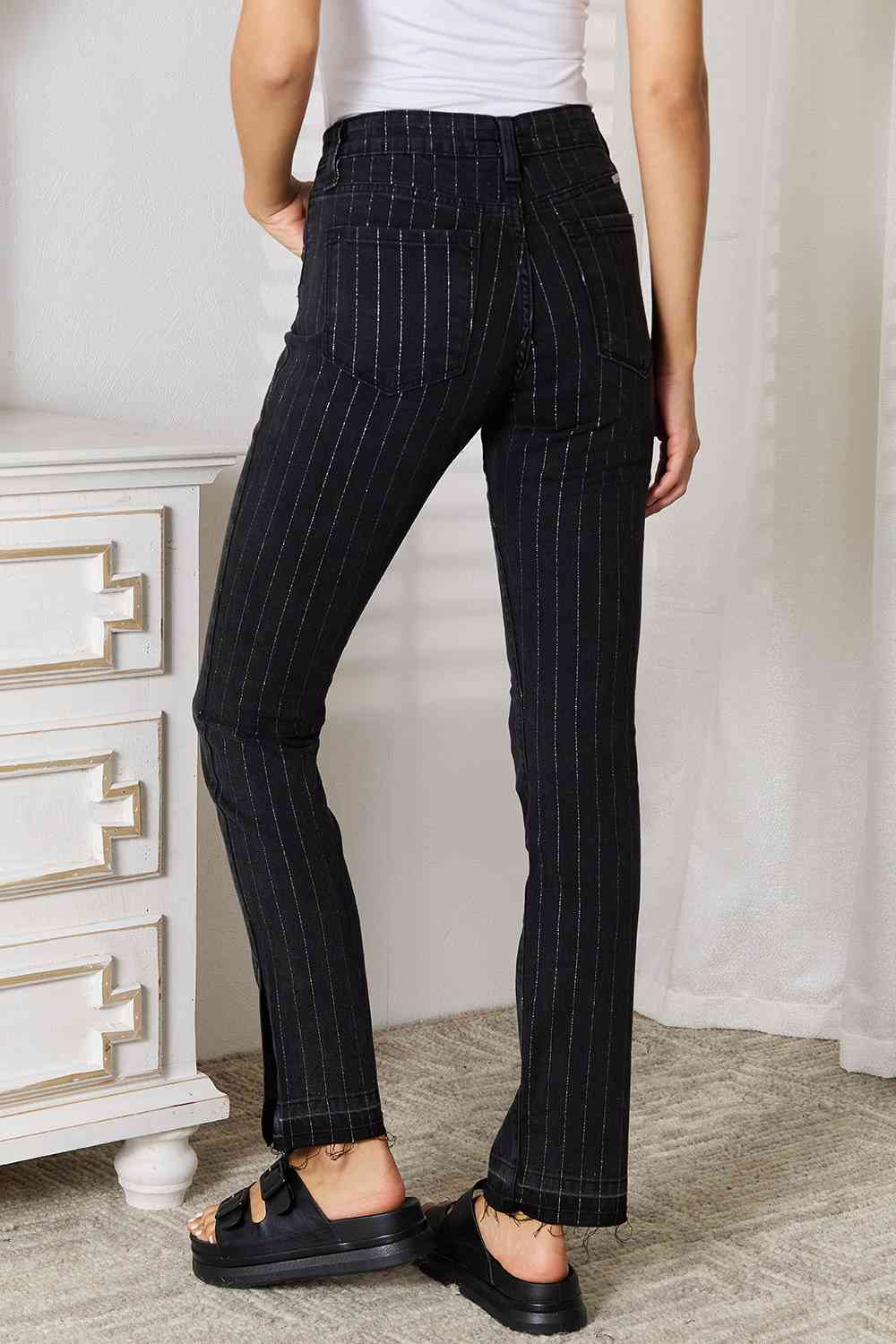 Gray Kancan Striped Pants with Pockets