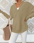 Rosy Brown Half Zip Long Sleeve Knit Top