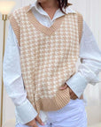 Gray Houndstooth V-Neck Sweater Vet